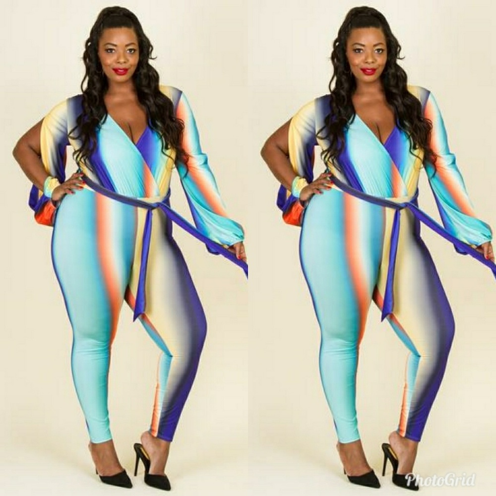 1x-3x New Plus size Multi color jumpsuit